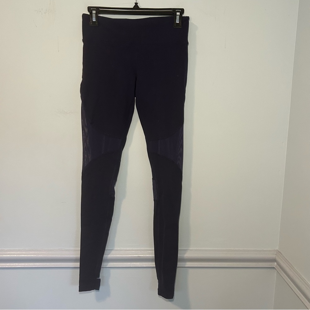 Alo Yoga Navy Blue Mesh Epic Full Length Mid Rise Leggings Size Small